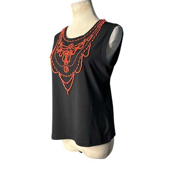 Taifun black orange beads embellishments sleeveless top size Medium - Picture 5 of 12